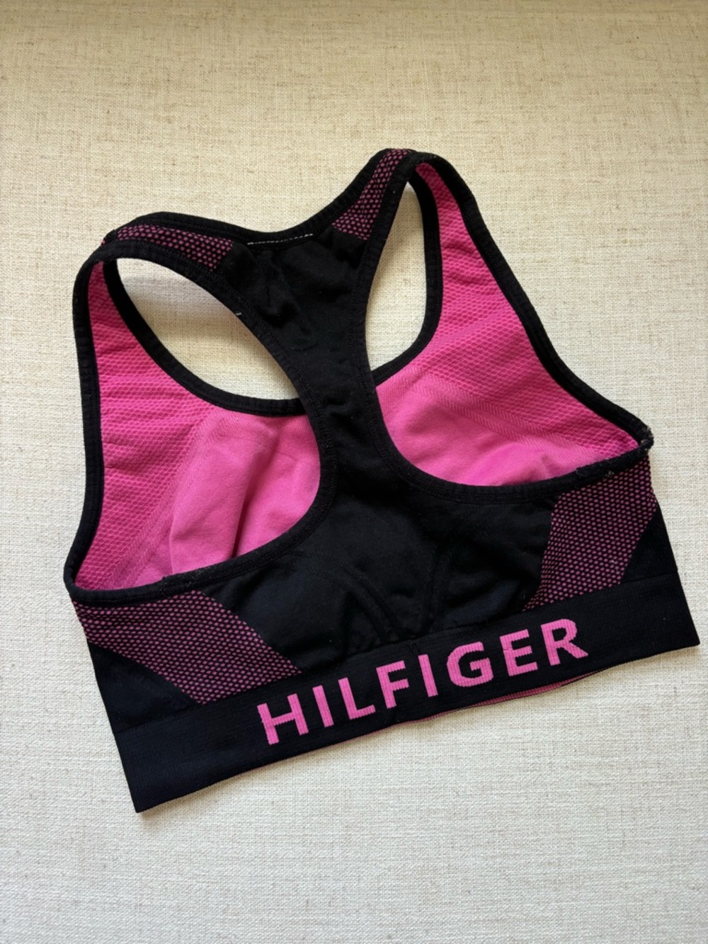 Tommy Hilfiger Black & Pink Racerback Sports Bra